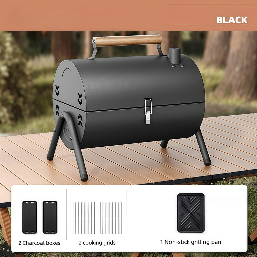 Double-Sided Charcoal Grill with Lid-1