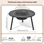Utegrill med kol och tesetbord